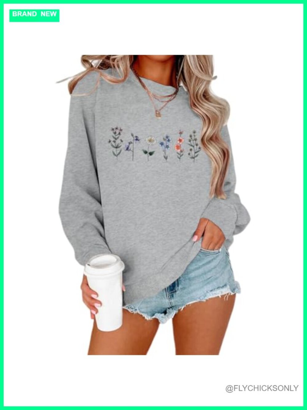 Women's Floral Graphic Sweatshirt Long Sleeve Crewneck Loose Pullover